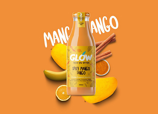 GLOW纯天然系列果汁冰沙饮料包装设计